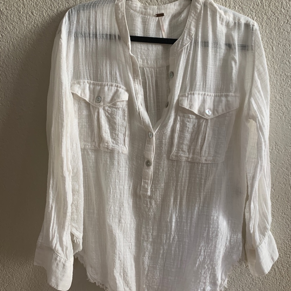Sheer cotton white top from Free People.